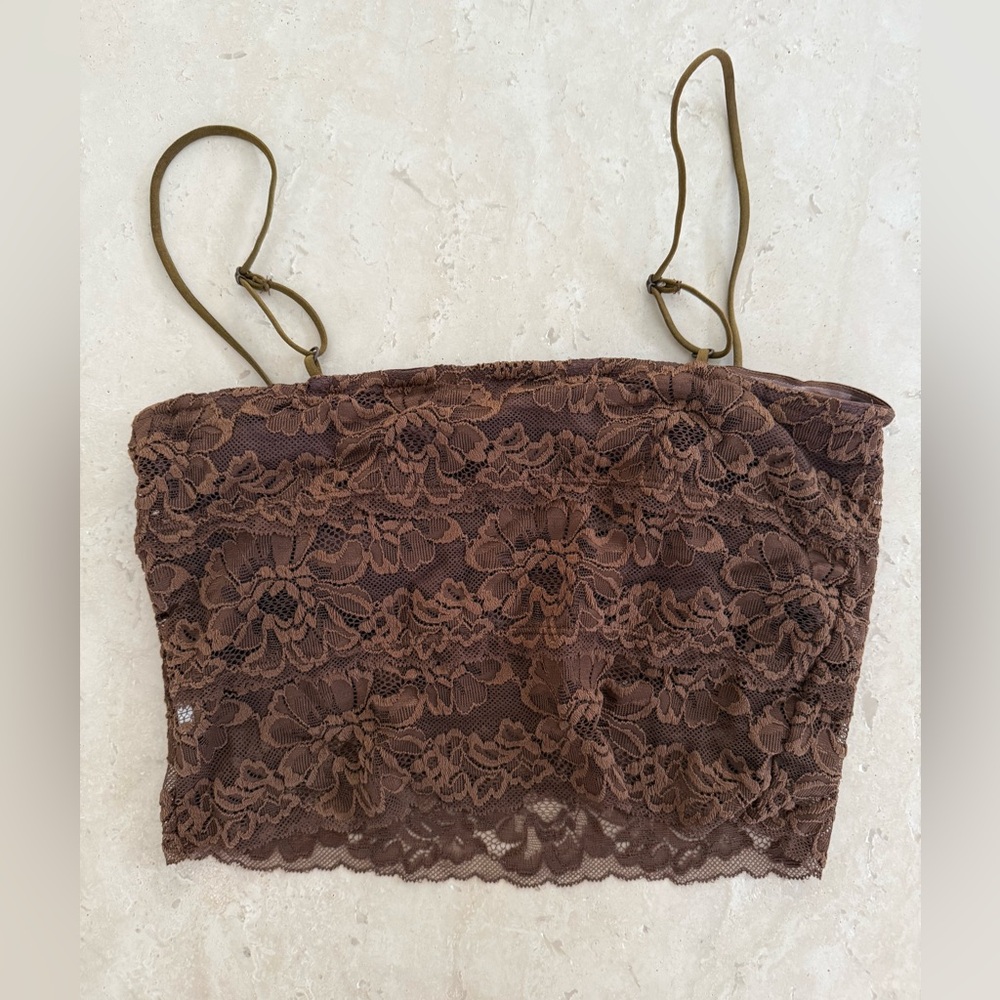 Papermoon Floral Stretch Lace Bandeau in Chocolate M